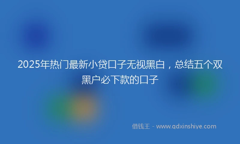 2025年热门最新小贷口子无视黑白，总结五个双黑户必下款的口子