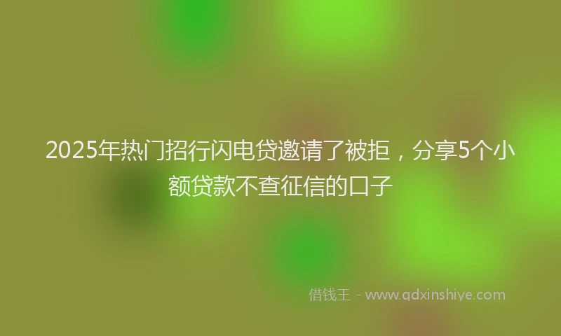 2025年热门招行闪电贷邀请了被拒，分享5个小额贷款不查征信的口子