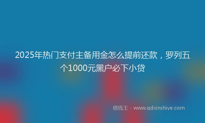 2025年热门支付主备用金怎么提前还款，罗列五个1000元黑户必下小贷