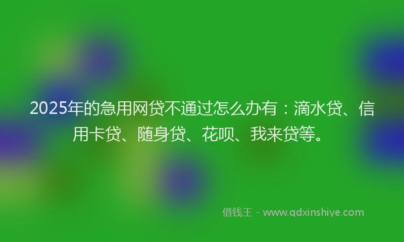 2025年的急用网贷不通过怎么办有：滴水贷、信用卡贷、随身贷、花呗、我来贷等。