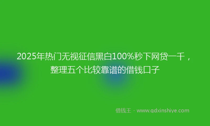 2025年热门无视征信黑白100%秒下网贷一千，整理五个比较靠谱的借钱口子
