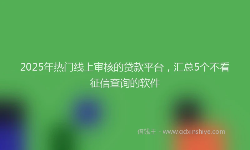 2025年热门线上审核的贷款平台，汇总5个不看征信查询的软件