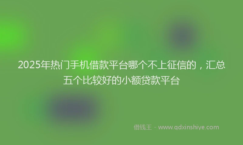 2025年热门手机借款平台哪个不上征信的，汇总五个比较好的小额贷款平台