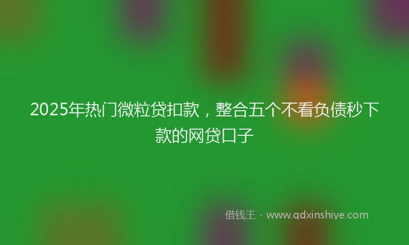 2025年热门微粒贷扣款，整合五个不看负债秒下款的网贷口子