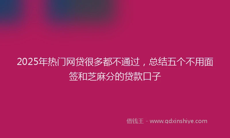 2025年热门网贷很多都不通过，总结五个不用面签和芝麻分的贷款口子