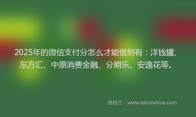 2025年的微信支付分怎么才能借到有：洋钱罐、东方汇、中原消费金融、分期乐、安逸花等。
