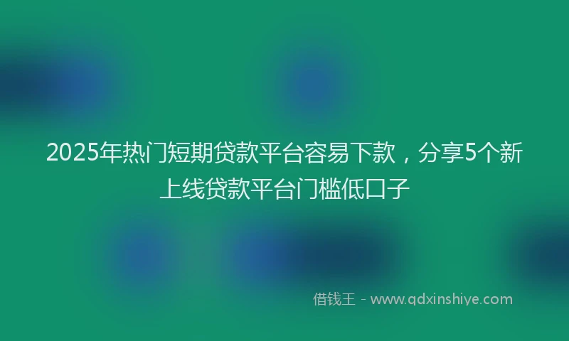 2025年热门短期贷款平台容易下款，分享5个新上线贷款平台门槛低口子