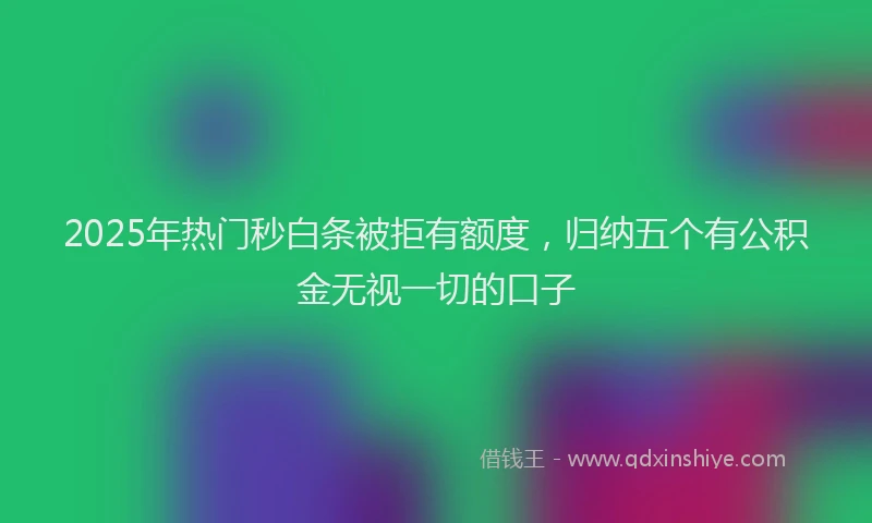 2025年热门秒白条被拒有额度，归纳五个有公积金无视一切的口子