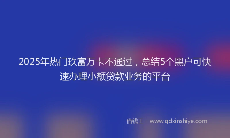 2025年热门玖富万卡不通过，总结5个黑户可快速办理小额贷款业务的平台