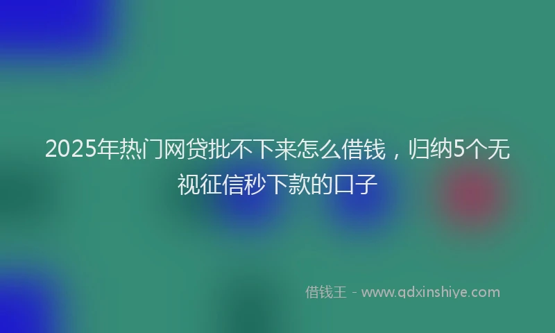 2025年热门网贷批不下来怎么借钱，归纳5个无视征信秒下款的口子