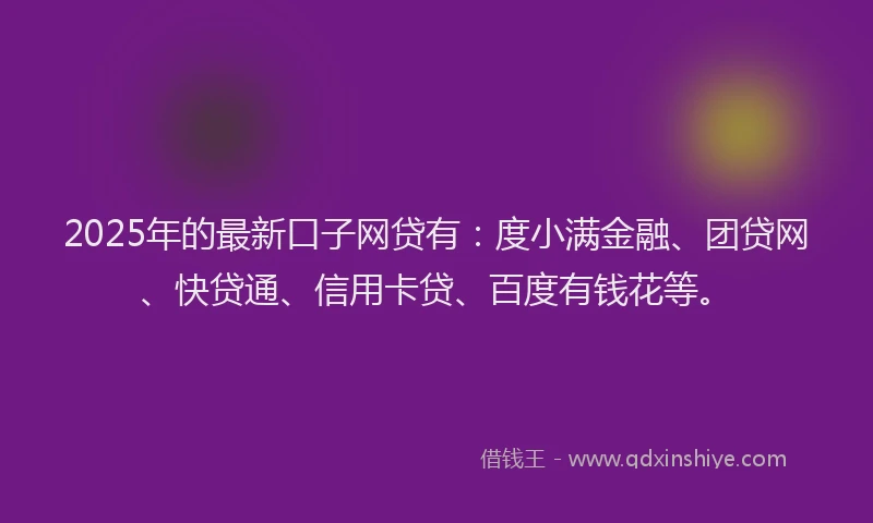 2025年的最新口子网贷有：度小满金融、团贷网、快贷通、信用卡贷、百度有钱花等。