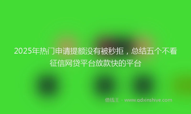 2025年热门申请提额没有被秒拒，总结五个不看征信网贷平台放款快的平台