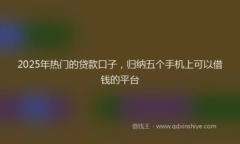 2025年热门的贷款口子，归纳五个手机上可以借钱的平台
