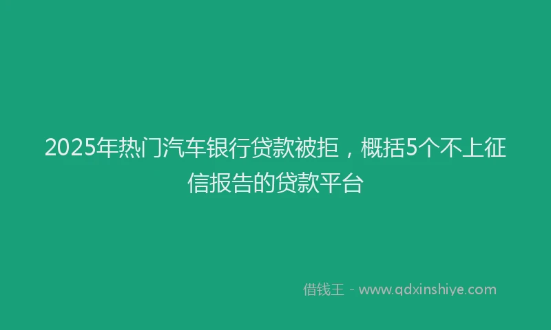 2025年热门汽车银行贷款被拒，概括5个不上征信报告的贷款平台