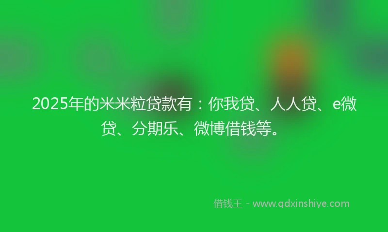 2025年的米米粒贷款有：你我贷、人人贷、e微贷、分期乐、微博借钱等。