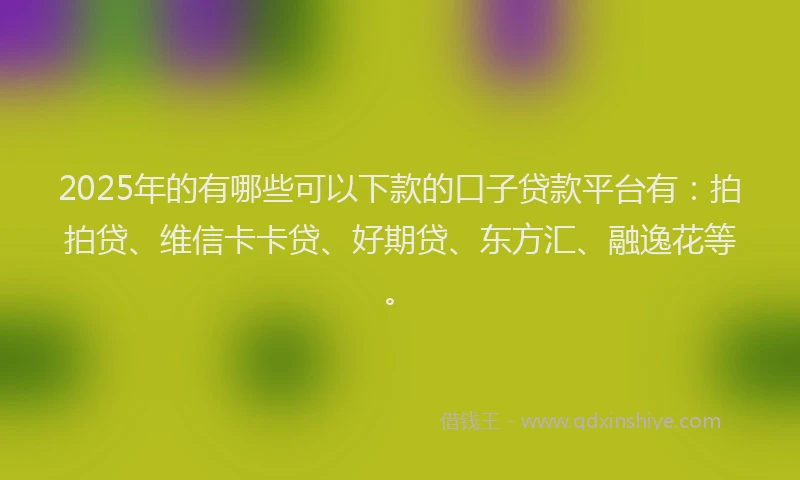 2025年的有哪些可以下款的口子贷款平台有：拍拍贷、维信卡卡贷、好期贷、东方汇、融逸花等。
