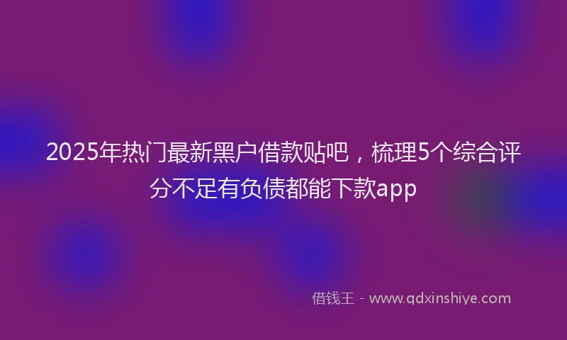 2025年热门最新黑户借款贴吧，梳理5个综合评分不足有负债都能下款app
