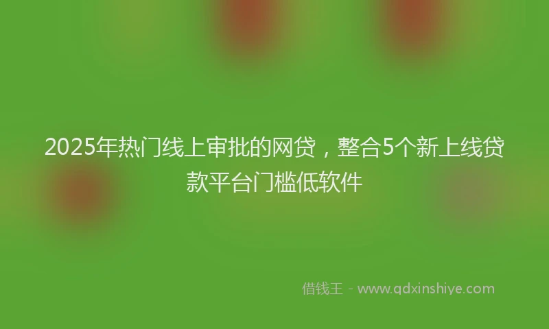 2025年热门线上审批的网贷，整合5个新上线贷款平台门槛低软件