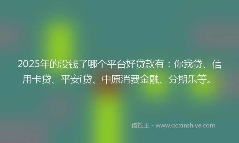 2025年的没钱了哪个平台好贷款有：你我贷、信用卡贷、平安i贷、中原消费金融、分期乐等。