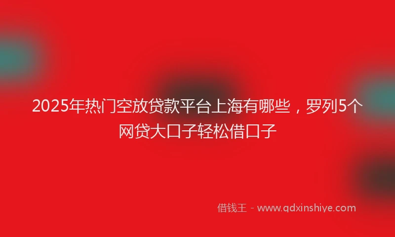 2025年热门空放贷款平台上海有哪些，罗列5个网贷大口子轻松借口子