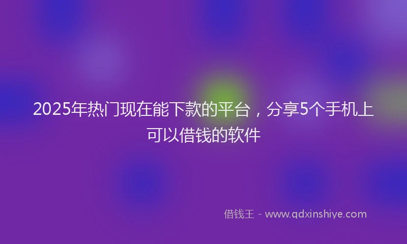 2025年热门现在能下款的平台，分享5个手机上可以借钱的软件