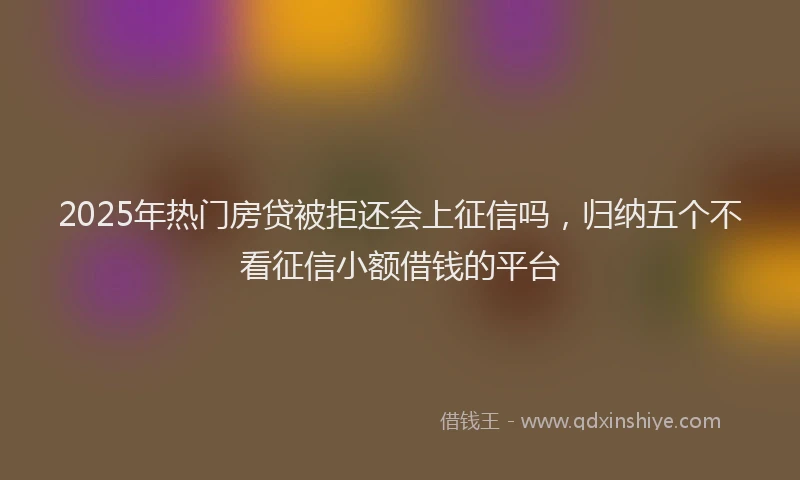 2025年热门房贷被拒还会上征信吗，归纳五个不看征信小额借钱的平台