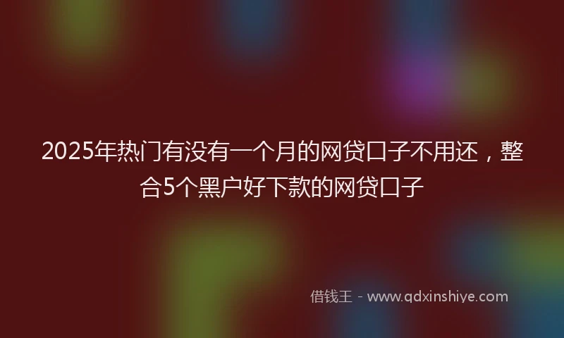 2025年热门有没有一个月的网贷口子不用还，整合5个黑户好下款的网贷口子
