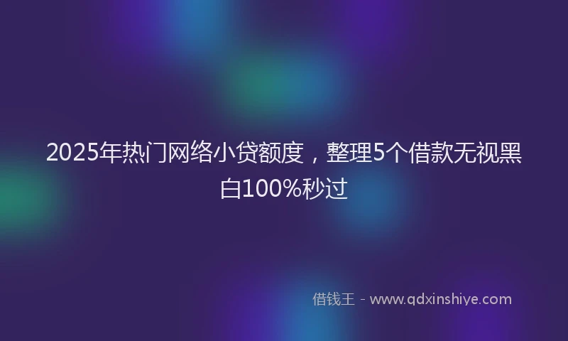 2025年热门网络小贷额度，整理5个借款无视黑白100%秒过