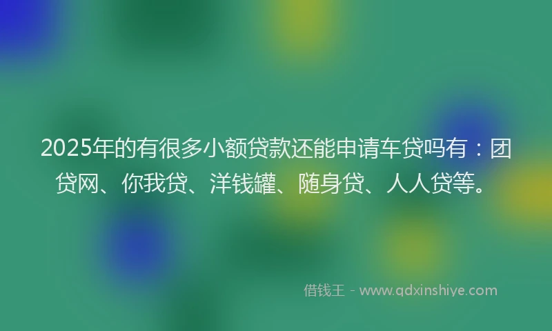 2025年的有很多小额贷款还能申请车贷吗有：团贷网、你我贷、洋钱罐、随身贷、人人贷等。