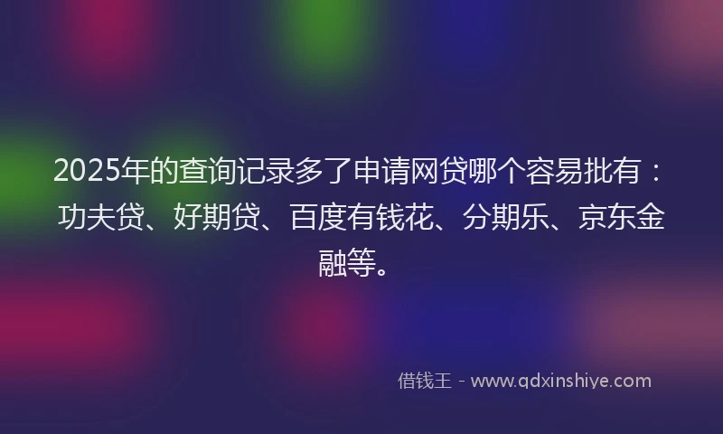 2025年的查询记录多了申请网贷哪个容易批有：功夫贷、好期贷、百度有钱花、分期乐、京东金融等。