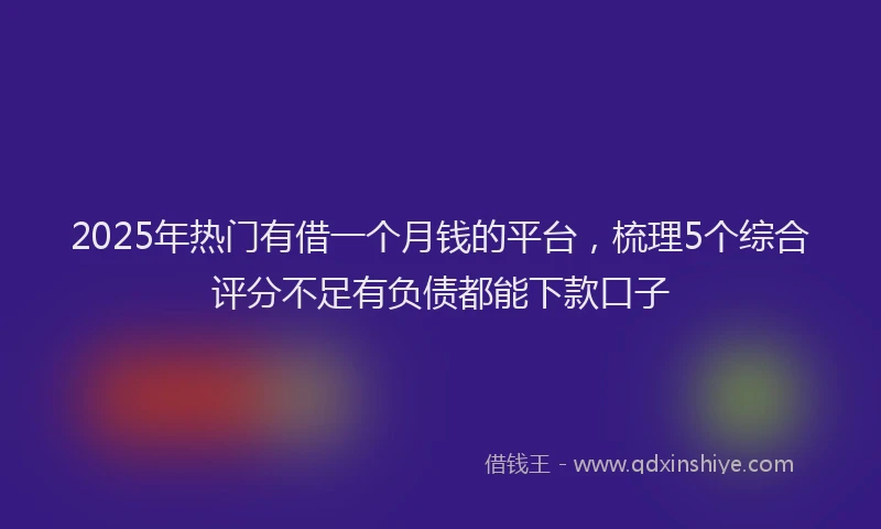 2025年热门有借一个月钱的平台，梳理5个综合评分不足有负债都能下款口子