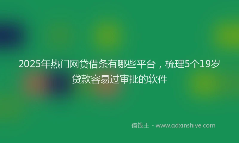 2025年热门网贷借条有哪些平台，梳理5个19岁贷款容易过审批的软件