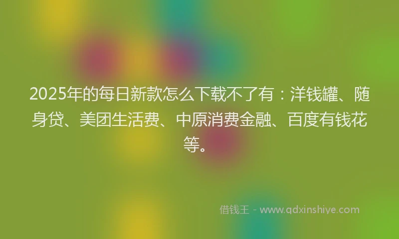 2025年的每日新款怎么下载不了有：洋钱罐、随身贷、美团生活费、中原消费金融、百度有钱花等。