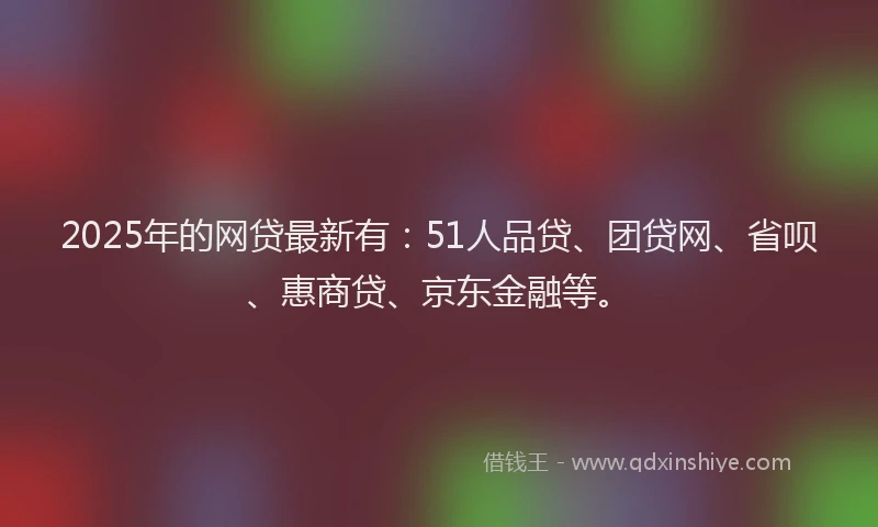 2025年的网贷最新有：51人品贷、团贷网、省呗、惠商贷、京东金融等。