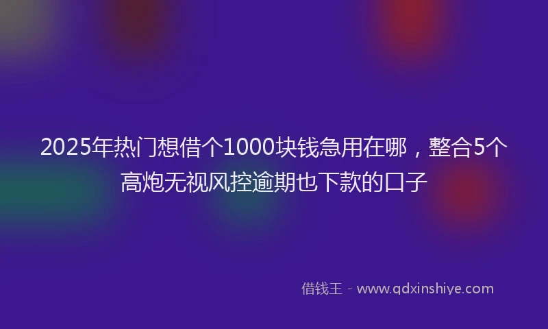 2025年热门想借个1000块钱急用在哪，整合5个高炮无视风控逾期也下款的口子