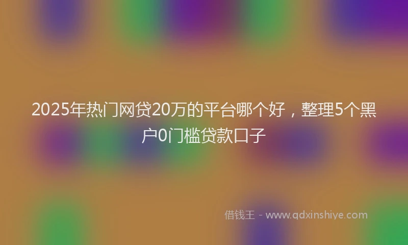 2025年热门网贷20万的平台哪个好，整理5个黑户0门槛贷款口子