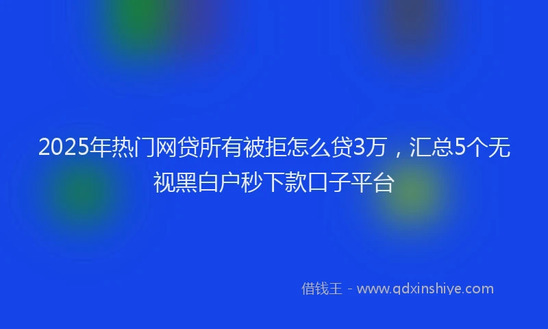 2025年热门网贷所有被拒怎么贷3万，汇总5个无视黑白户秒下款口子平台