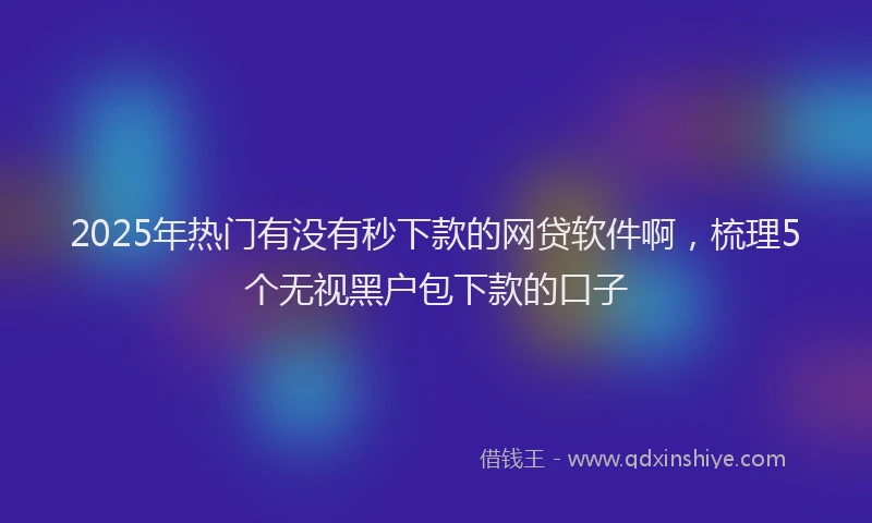 2025年热门有没有秒下款的网贷软件啊，梳理5个无视黑户包下款的口子
