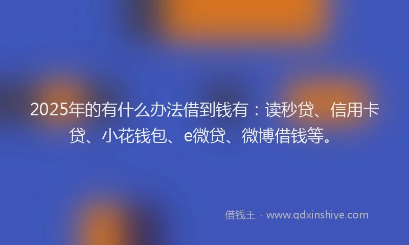 2025年的有什么办法借到钱有：读秒贷、信用卡贷、小花钱包、e微贷、微博借钱等。