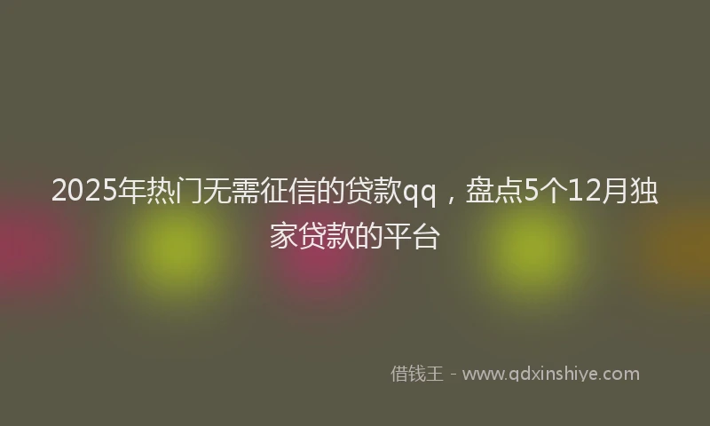 2025年热门无需征信的贷款qq，盘点5个12月独家贷款的平台
