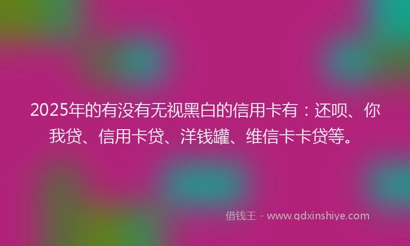 2025年的有没有无视黑白的信用卡有：还呗、你我贷、信用卡贷、洋钱罐、维信卡卡贷等。