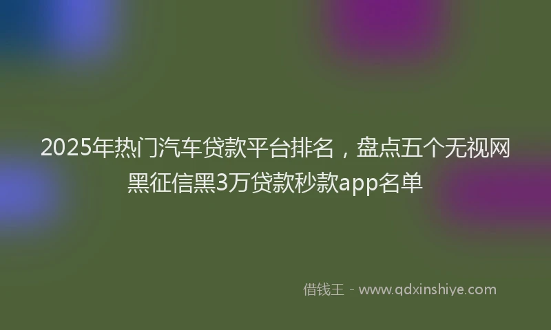 2025年热门汽车贷款平台排名，盘点五个无视网黑征信黑3万贷款秒款app名单