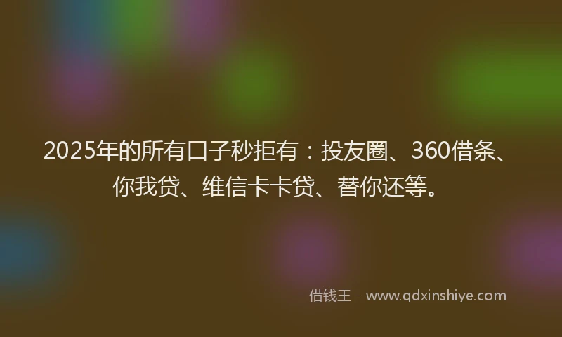 2025年的所有口子秒拒有：投友圈、360借条、你我贷、维信卡卡贷、替你还等。