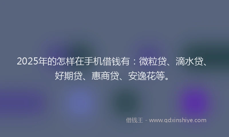 2025年的怎样在手机借钱有：微粒贷、滴水贷、好期贷、惠商贷、安逸花等。