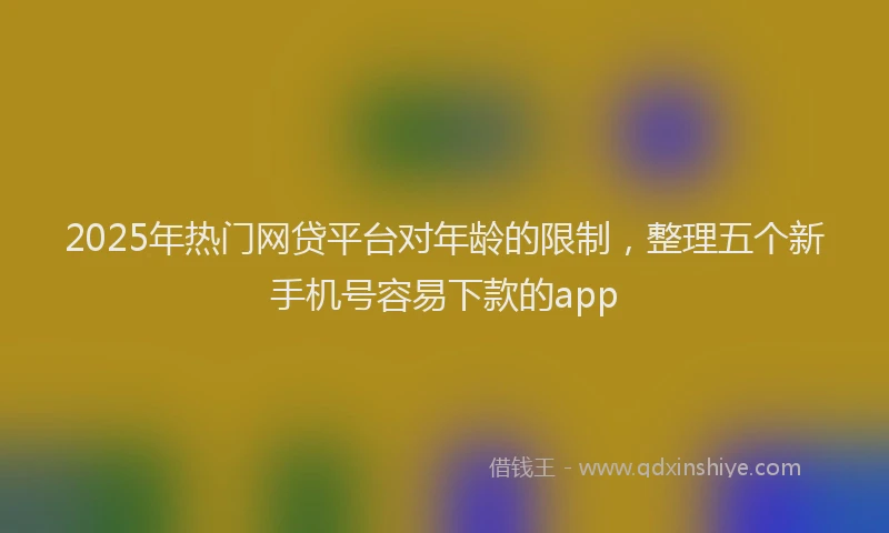 2025年热门网贷平台对年龄的限制，整理五个新手机号容易下款的app