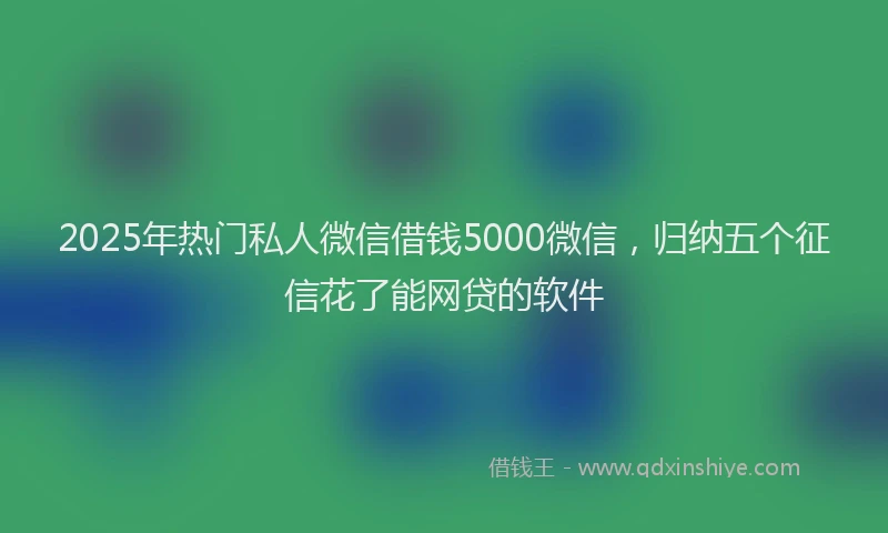 2025年热门私人微信借钱5000微信，归纳五个征信花了能网贷的软件
