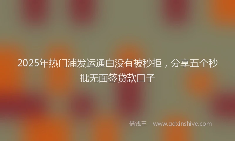 2025年热门浦发运通白没有被秒拒，分享五个秒批无面签贷款口子