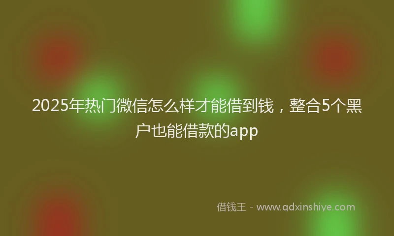 2025年热门微信怎么样才能借到钱，整合5个黑户也能借款的app