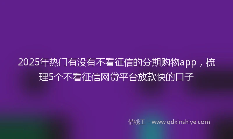 2025年热门有没有不看征信的分期购物app，梳理5个不看征信网贷平台放款快的口子