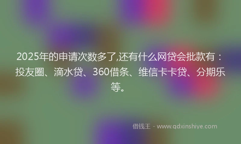 2025年的申请次数多了,还有什么网贷会批款有：投友圈、滴水贷、360借条、维信卡卡贷、分期乐等。